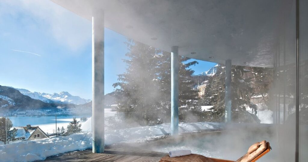 a hot tub with steam coming out of it